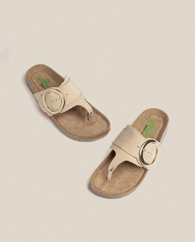 yokono Sandalia plana Granada 704 beige Rebajas de fin de temporada