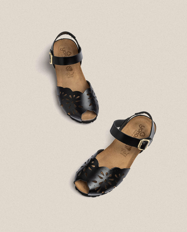 yokono Sandalia de cuña Monaco 047 negro Rebajas online