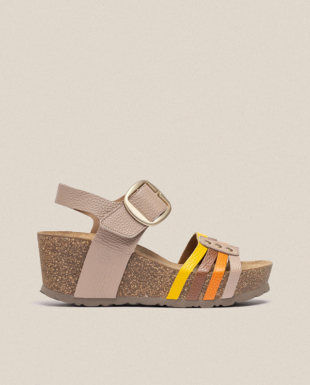 yokono Sandalia cuña Bari 304 beige En oferta