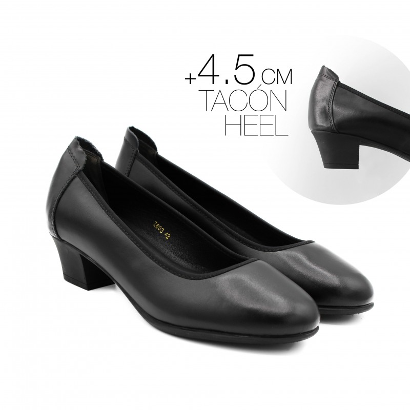 zerimar shoes Zapato de Piel Profesional para Oficina y Eventos - tacón 4 5 cm