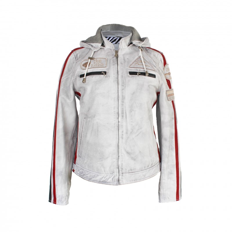 zerimar shoes Chaqueta de piel con parches y capucha desmontable BOLLWOM