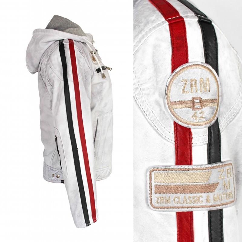 zerimar shoes Chaqueta de piel con parches y capucha desmontable BOLLWOM Rebajas de fin de temporada