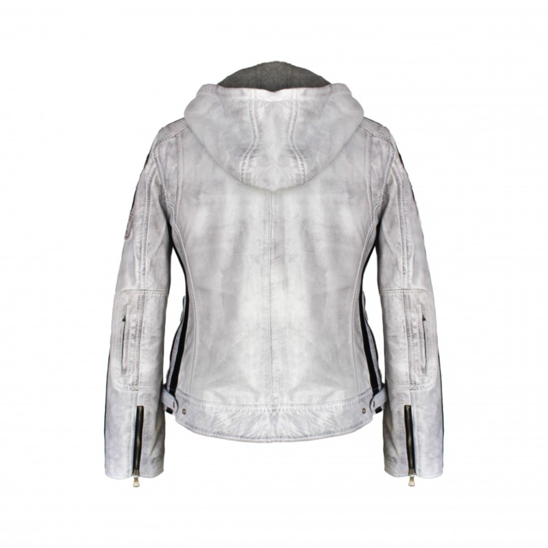 zerimar shoes Chaqueta de piel con parches y capucha desmontable BOLLWOM Rebajas de fin de temporada
