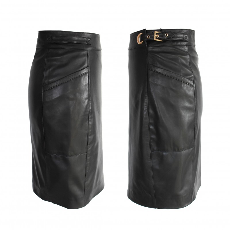 zerimar shoes Falda de piel con cremallera y detalle hebilla Outlet online