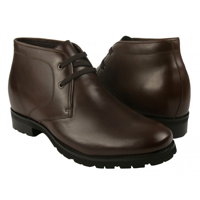 zerimar shoes Botas de piel con alzas interiores de 7 cm color marron