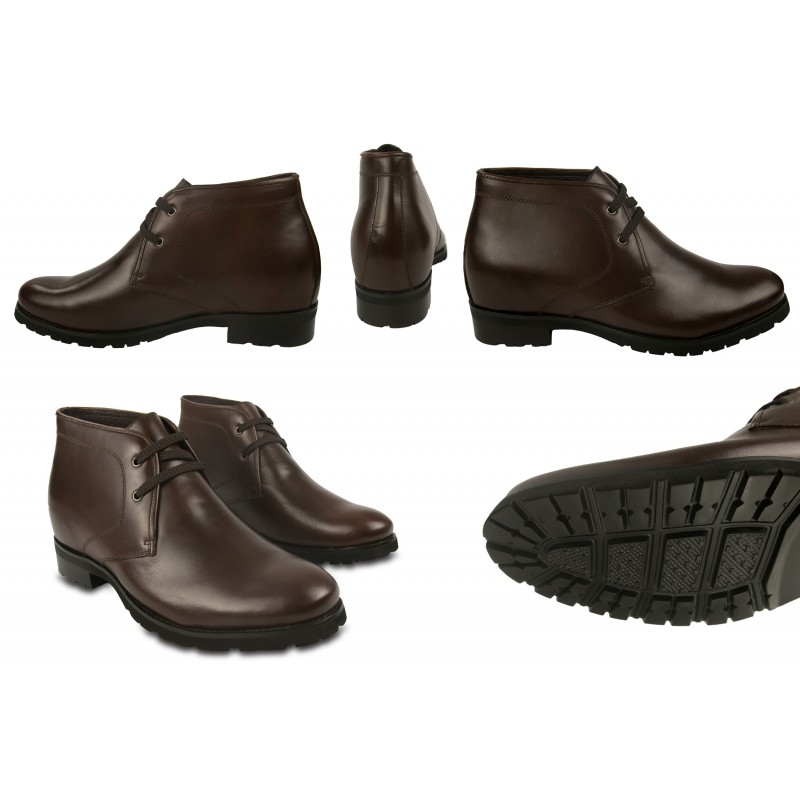 zerimar shoes Botas de piel con alzas interiores de 7 cm color marron Últimos 3 días