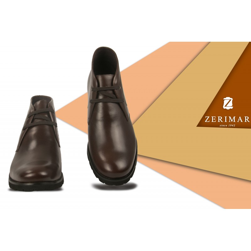 zerimar shoes Botas de piel con alzas interiores de 7 cm color marron Últimos 3 días
