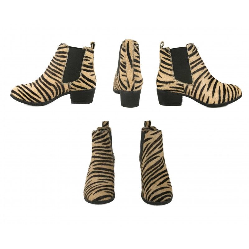 zerimar shoes Botin de piel animal print con cierre elastico Descuentos del mes