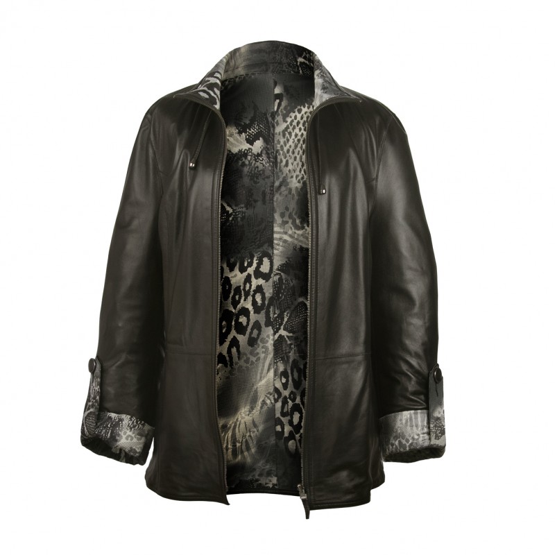 zerimar shoes Chaqueta reversible de cuero con cierre de cremallera EBRU Ofertas especiales
