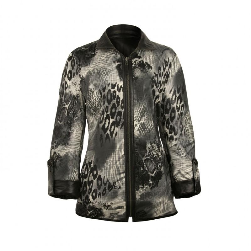 zerimar shoes Chaqueta reversible de cuero con cierre de cremallera EBRU Ofertas especiales