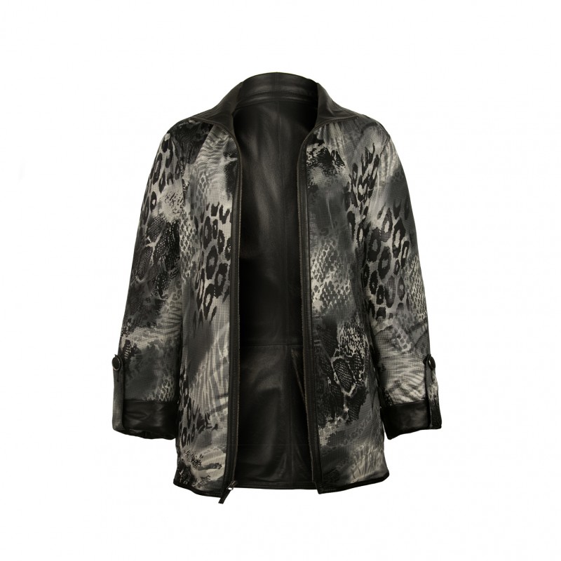 zerimar shoes Chaqueta reversible de cuero con cierre de cremallera EBRU Ofertas especiales
