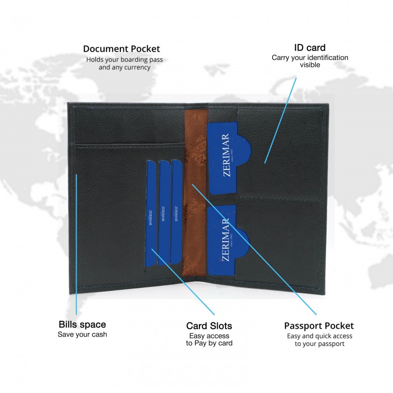 zerimar shoes Cartera funda pasaporte de piel multiespacio 14 5x10 cm Devoluciones gratuitas