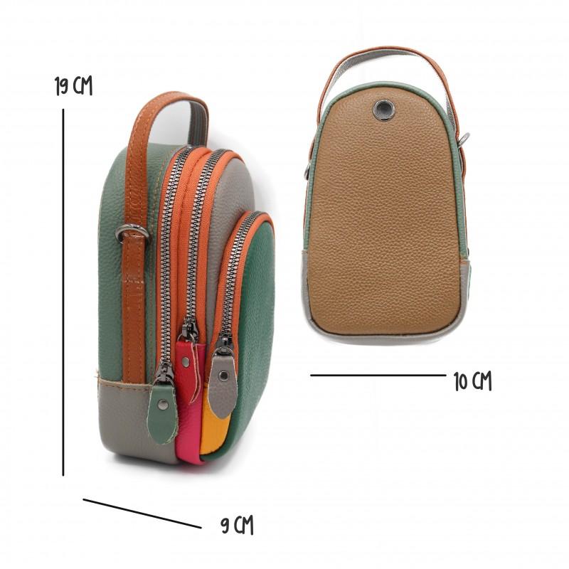 zerimar shoes Bolso bandolera de piel multibolsillos 19x10x9 cm Outlet