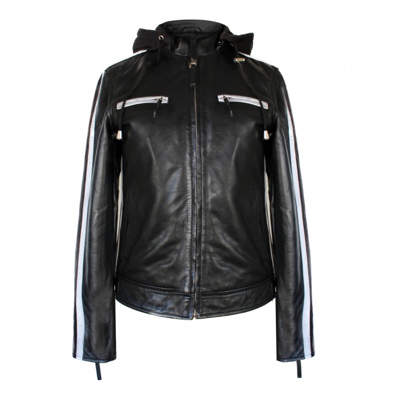 zerimar shoes Chaqueta de piel con capucha removible BALLWO1 Venta caliente