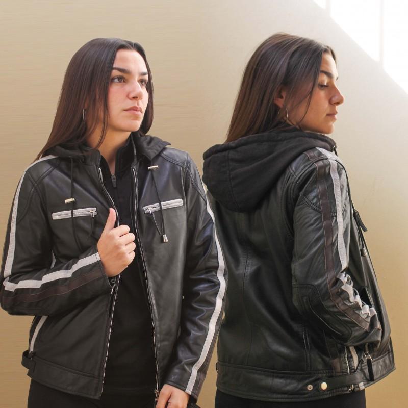 zerimar shoes Chaqueta de piel con capucha removible BALLWO1 Venta caliente