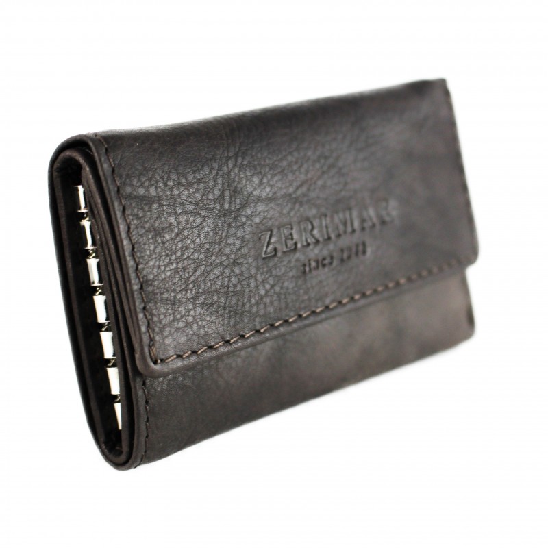 zerimar shoes Porta llaves de piel con bolsillo de cremallera 10x7 cm Promoción trimestral