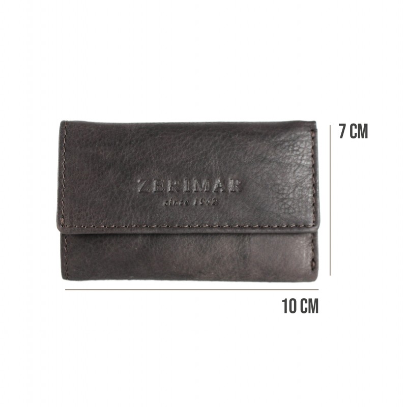 zerimar shoes Porta llaves de piel con bolsillo de cremallera 10x7 cm Promoción trimestral