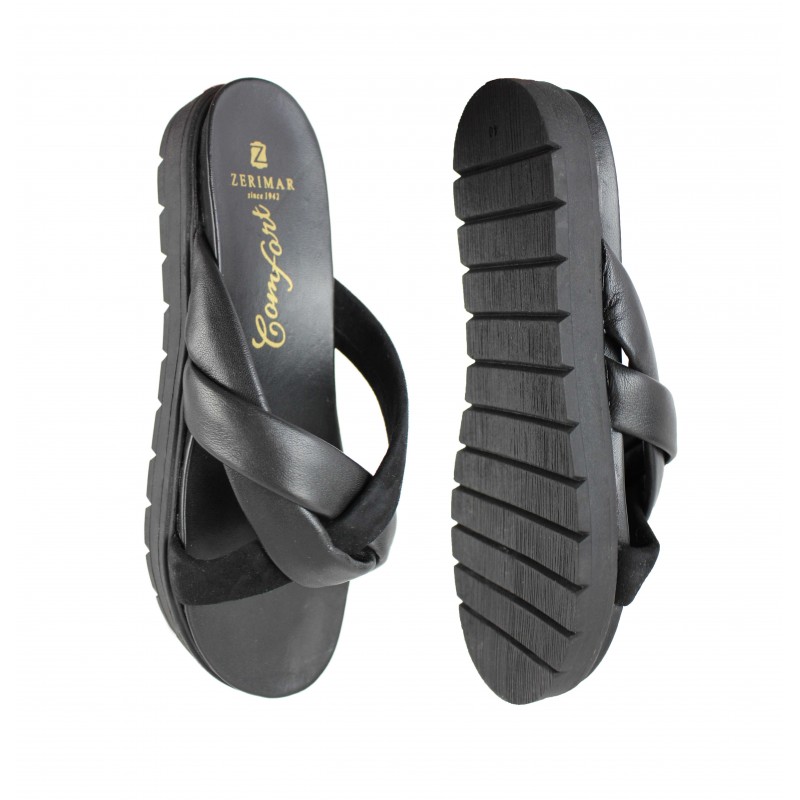 zerimar shoes Sandalias planas de piel combi modelo TRIADA Tienda de fábrica