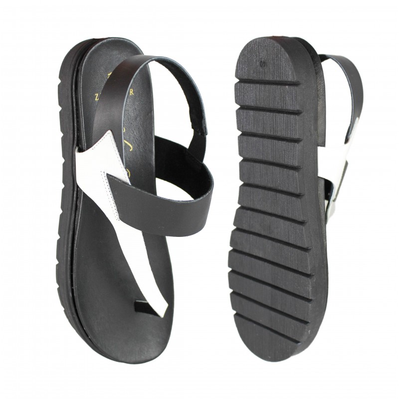 zerimar shoes Sandalias planas de piel bicolor modelo PINGUES Limitado a 3 días