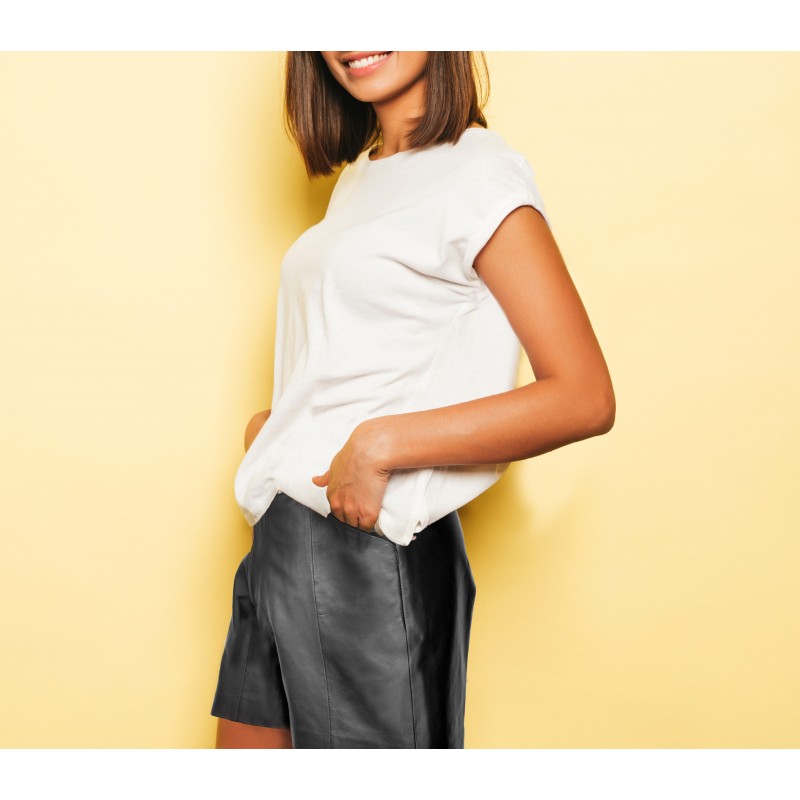 zerimar shoes Pantalones cortos de cuero - shorts con doble cierre Descuento por venta flash