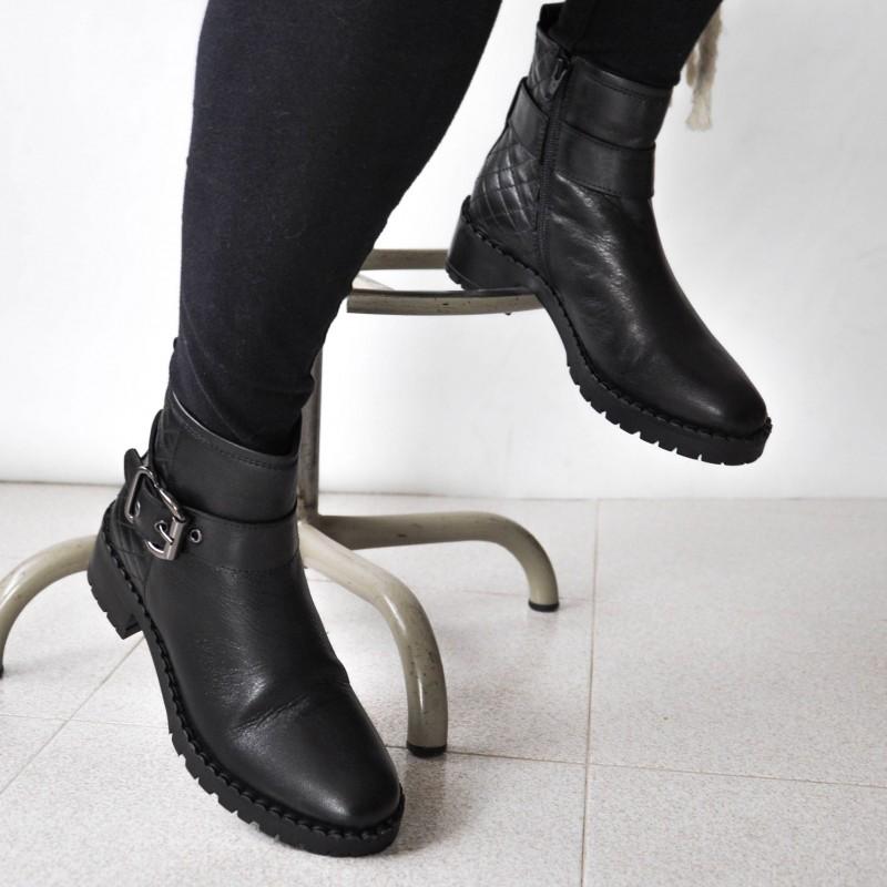 zerimar shoes Botines de piel acolchados con hebilla y cremallera Ofertas especiales