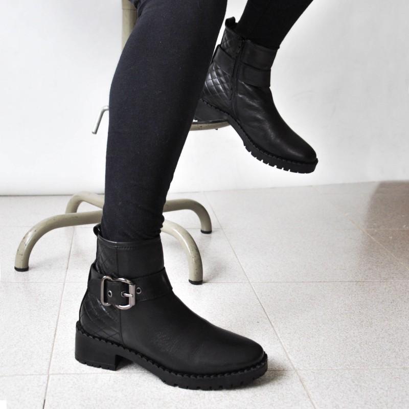 zerimar shoes Botines de piel acolchados con hebilla y cremallera Ofertas especiales