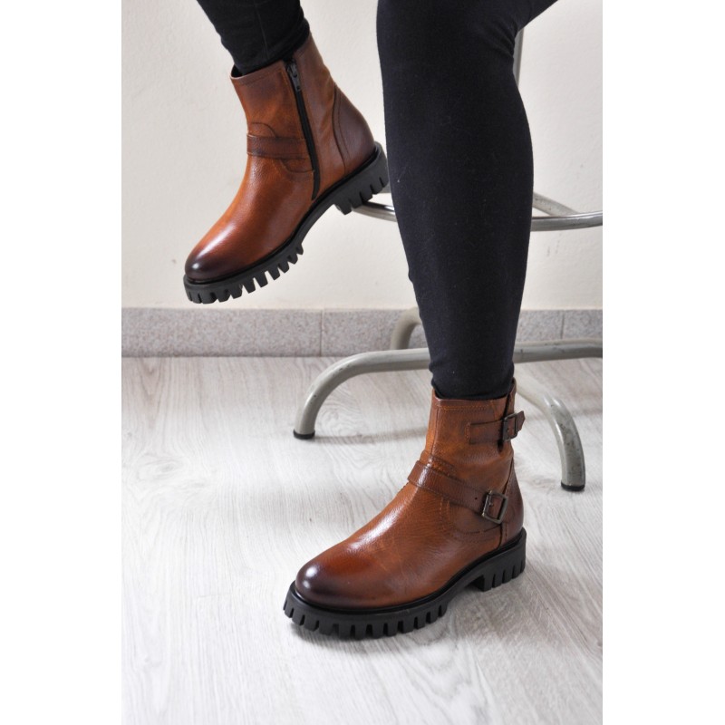 zerimar shoes Botines de piel con doble hebilla y cremallera Grandes ahorros