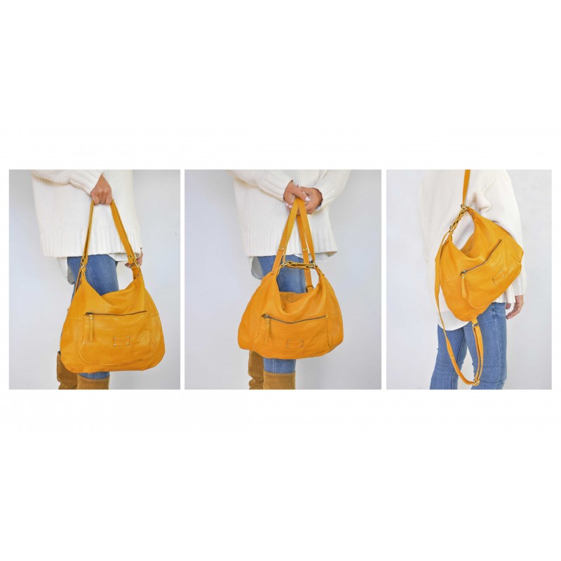 zerimar shoes Bolso-mochila de piel con multicremallera CAITLYN 40x35x10 cm Outlet