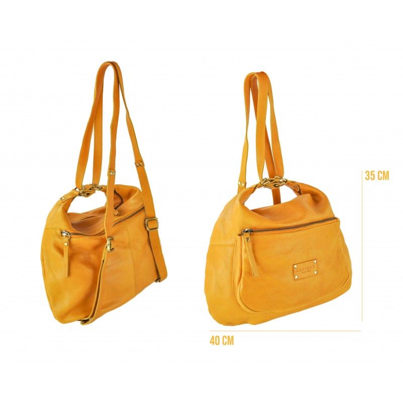 zerimar shoes Bolso-mochila de piel con multicremallera CAITLYN 40x35x10 cm Outlet