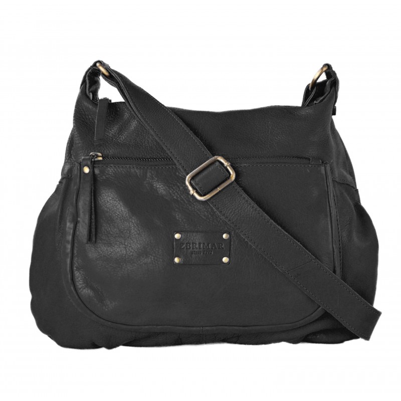 zerimar shoes Bolso de piel con correa y multicremallera VIKTOR 39x29x8 cm