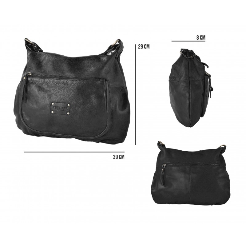 zerimar shoes Bolso de piel con correa y multicremallera VIKTOR 39x29x8 cm Outlet online