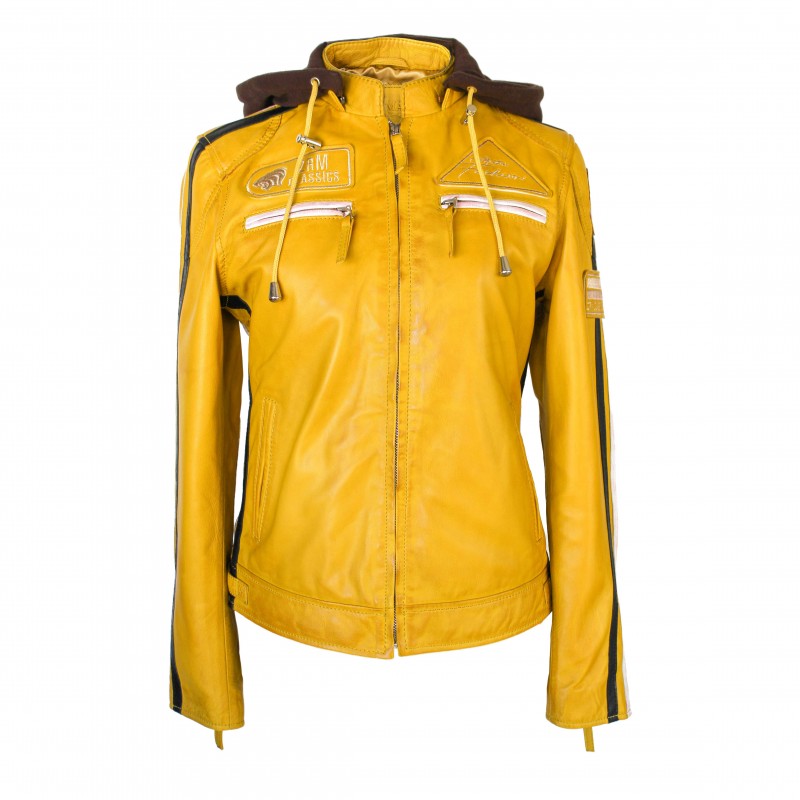 zerimar shoes Chaqueta de piel con parches y capucha removible BALLWO