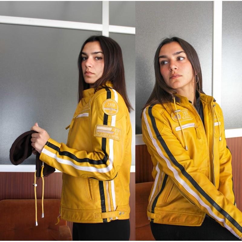 zerimar shoes Chaqueta de piel con parches y capucha removible BALLWO Tienda