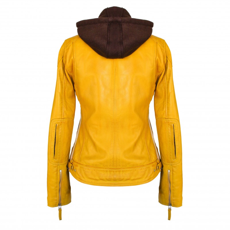 zerimar shoes Chaqueta de piel con parches y capucha removible BALLWO Tienda
