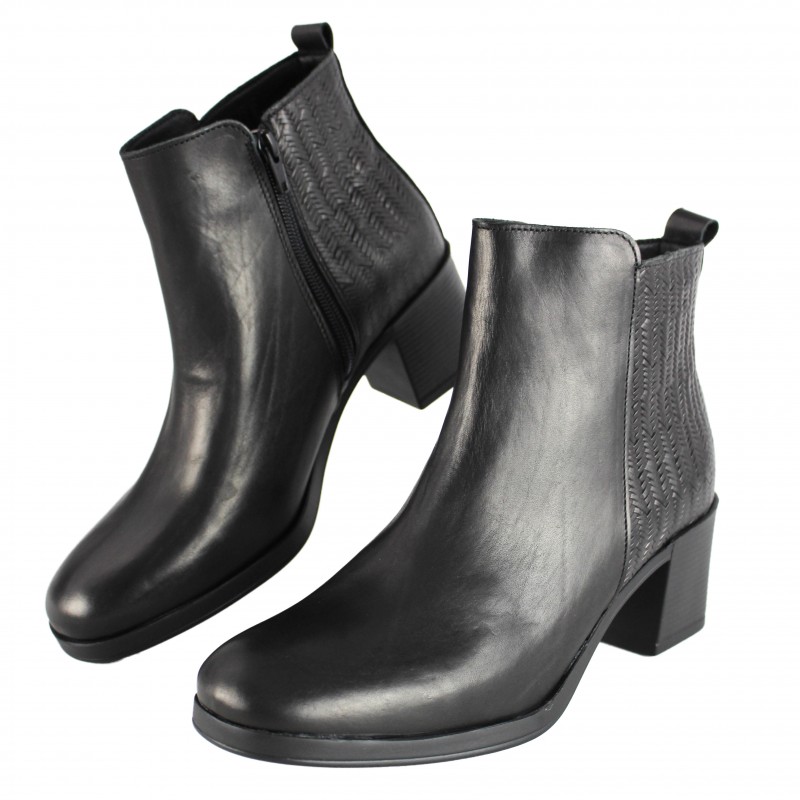 zerimar shoes Botines de piel con tacon y detalle trenzado Mejor oferta