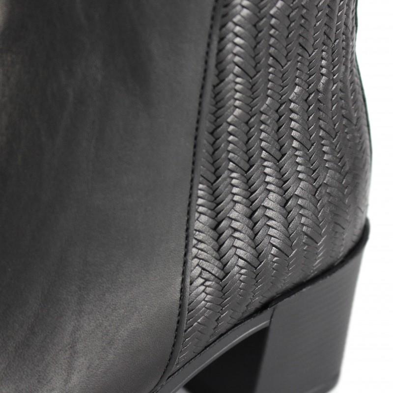 zerimar shoes Botines de piel con tacon y detalle trenzado Mejor oferta