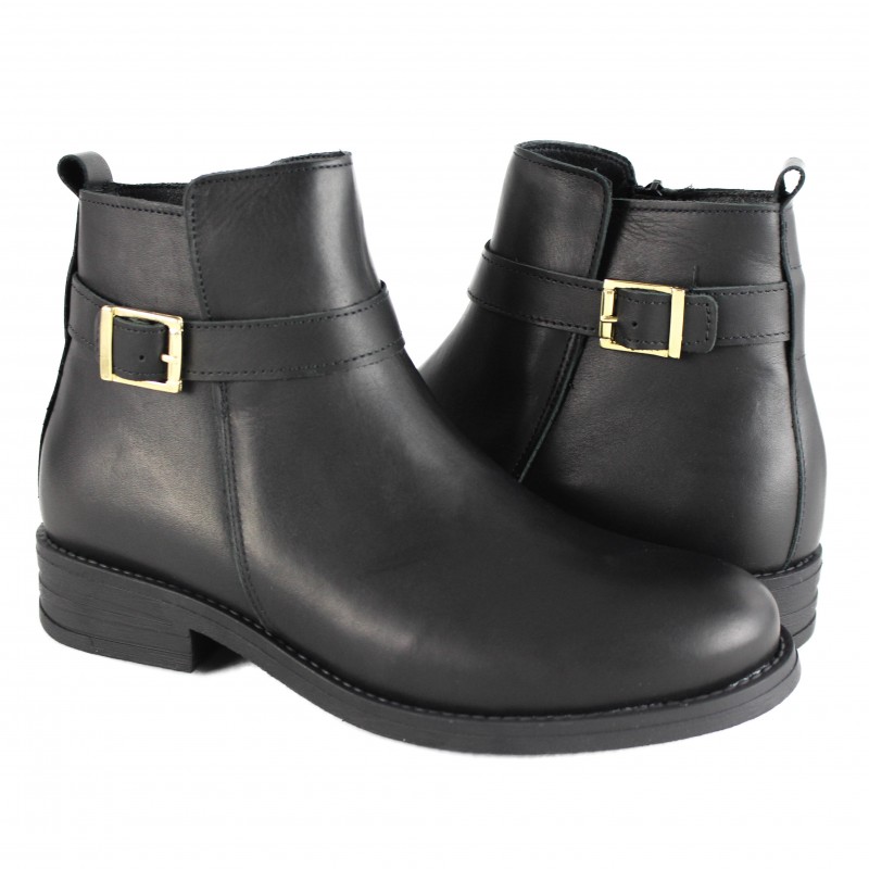 zerimar shoes Botines de piel con hebilla y cremallera modelo TENGA