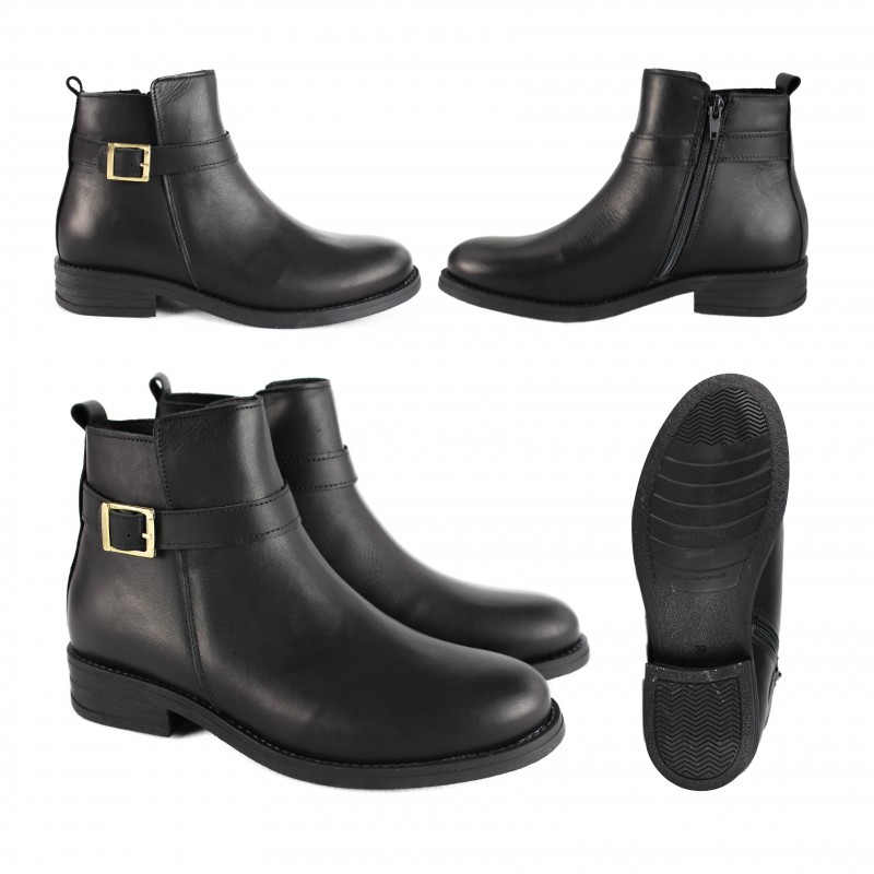zerimar shoes Botines de piel con hebilla y cremallera modelo TENGA Envío gratis