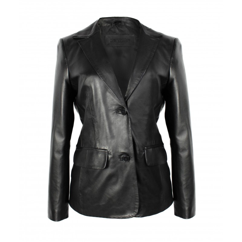 zerimar shoes Blazer de piel abotonada estilo elegante