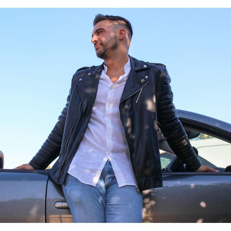 zerimar shoes Chaqueta heavy de cuero con cremallera CAPSULA Oferta especial de fábrica