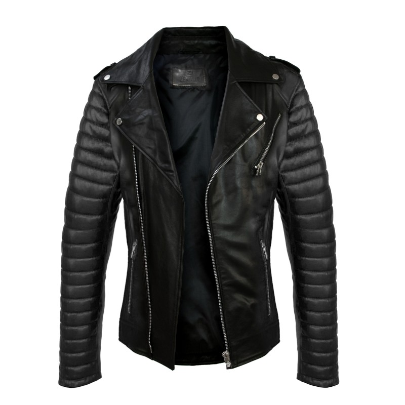 zerimar shoes Chaqueta heavy de cuero con cremallera CAPSULA Oferta especial de fábrica