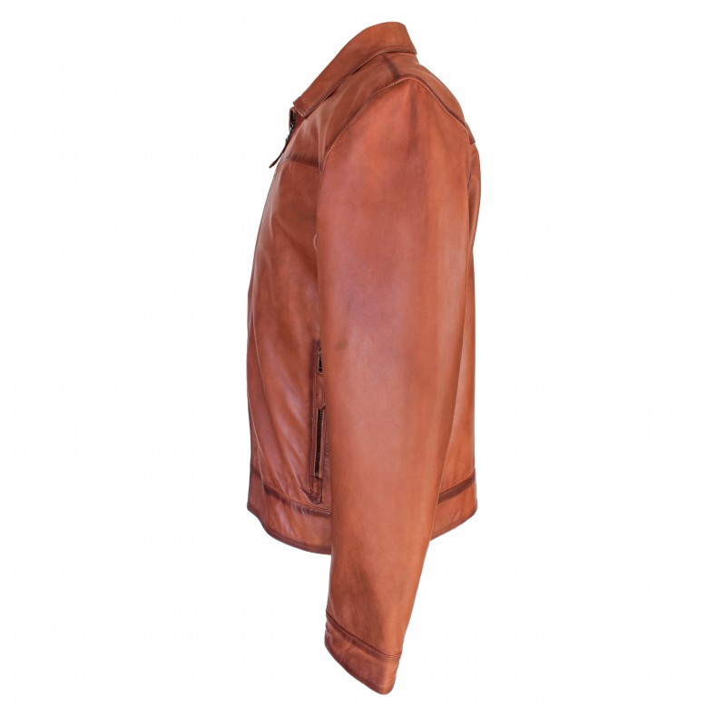 zerimar shoes Chaqueta de piel con cuello clasico modelo SAVE Libre de impuestos