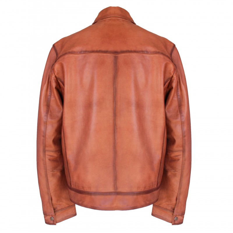 zerimar shoes Chaqueta de piel con cuello clasico modelo SAVE Libre de impuestos
