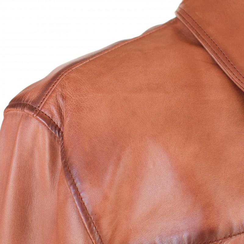 zerimar shoes Chaqueta de piel con cuello clasico modelo SAVE Libre de impuestos