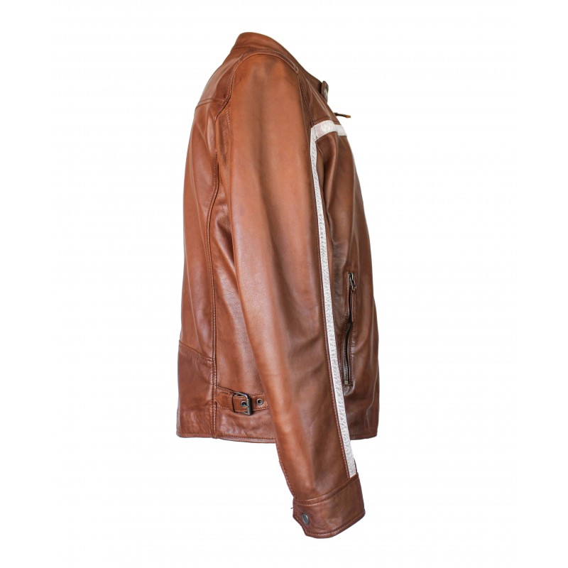 zerimar shoes Chaqueta de piel con detalle blanco CORDOBA Grandes ahorros