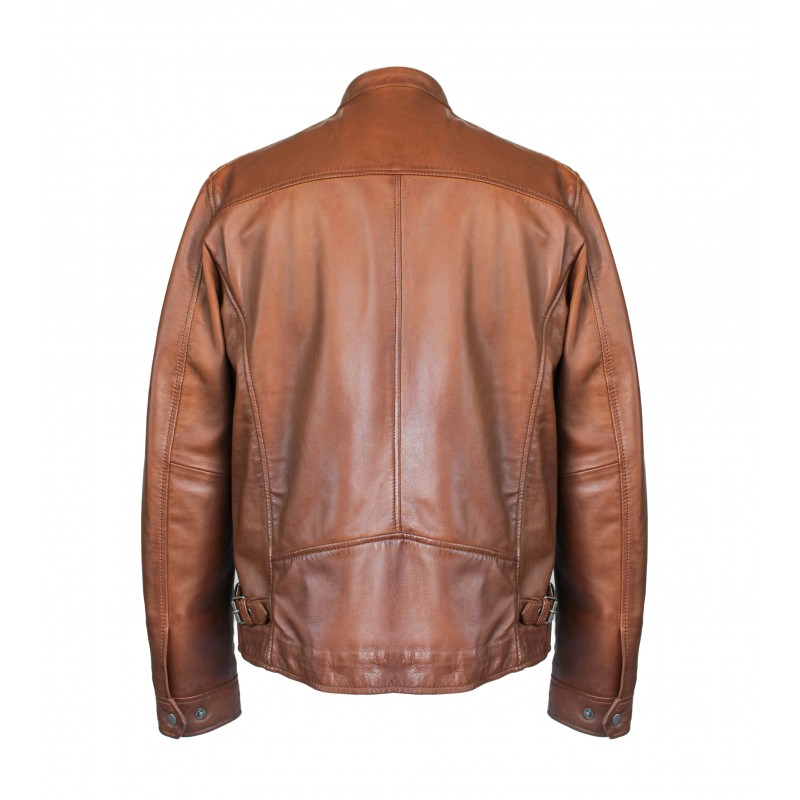 zerimar shoes Chaqueta de piel con detalle blanco CORDOBA Grandes ahorros