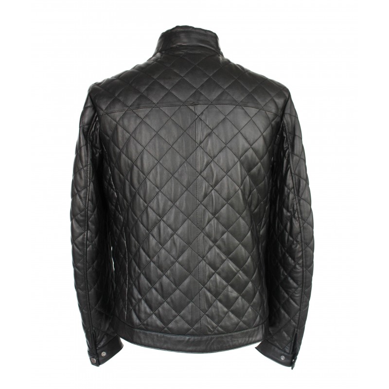zerimar shoes Chaqueta de piel acolchada con detalle rojo Precio ultrabajo