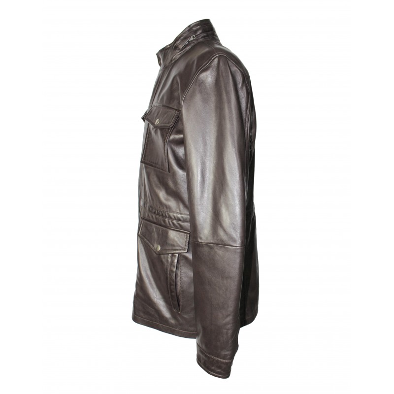 zerimar shoes Chaqueta de piel con doble cierre y bolsillos modelo FISHER Rebajas