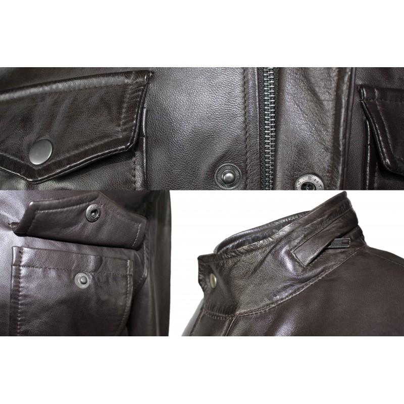 zerimar shoes Chaqueta de piel con doble cierre y bolsillos modelo FISHER Rebajas