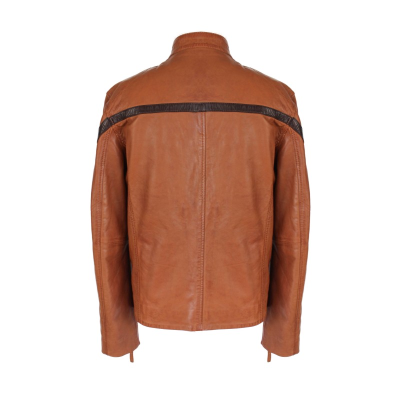 zerimar shoes Chaqueta de cuero con detalle lineal modelo RYANO Los más vendidos